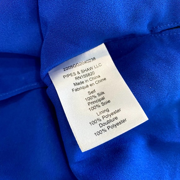 Veronica Beard Lyric One Shoulder Silk Top Cobalt Blue 12 - Picture 5 of 6